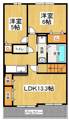 コンフォーティア(2LDK/2階)の間取り写真