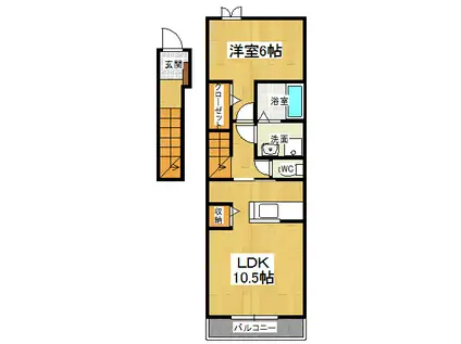 クレシェンドアルファ(1LDK/2階)の間取り写真