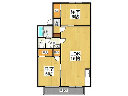 セジュール泉(2LDK/1階)の間取り写真