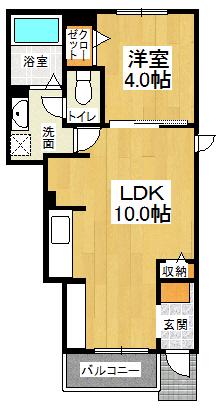 ミニヨン アンジュ(1LDK/1階)の間取り写真