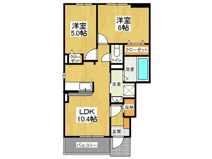 メイプレーヌ D(2LDK/1階)の間取り写真