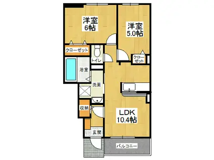 メイプレーヌ D(2LDK/1階)の間取り写真
