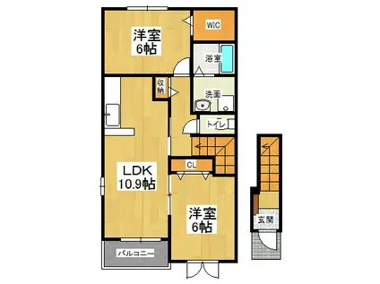 ジュネス FUL FUL B(2LDK/2階)の間取り写真