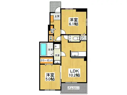 ルミエール松茂東 Ⅲ(2LDK/1階)の間取り写真