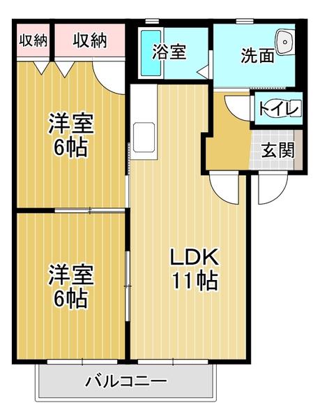 GRACEFUL KAWAUCHI(2LDK/1階)の間取り写真