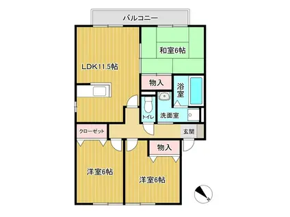 サンコートC(3LDK/1階)の間取り写真