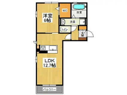 アイリス(1LDK/2階)の間取り写真