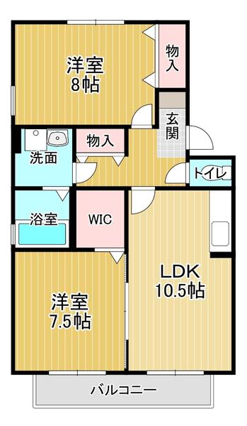 メゾンリヴェールB(2LDK/2階)の間取り写真