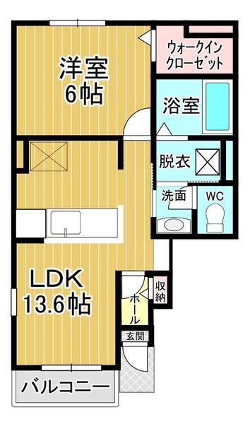 ル・ヴァンA(1LDK/1階)の間取り写真
