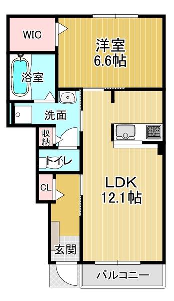ココン3(1LDK/1階)の間取り写真