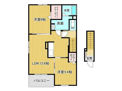 ラグジュアリー Ⅰ(2LDK/2階)の間取り写真