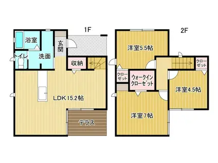 高徳線 徳島駅 バス乗車時間：42分 中喜来バス停で下車 徒歩5分 2階建 築17年(3LDK)の間取り写真
