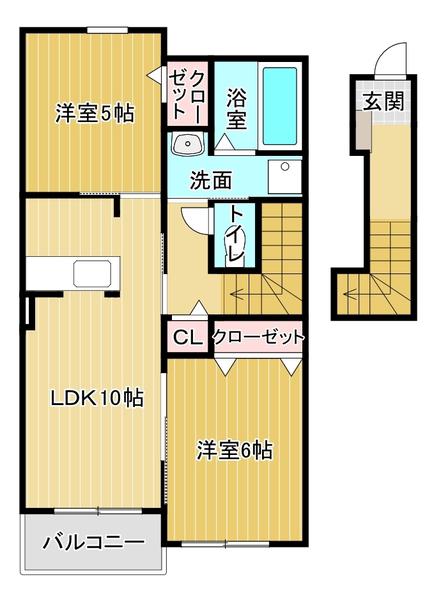 ルミエール応神Ⅱ(2LDK/1階)の間取り写真