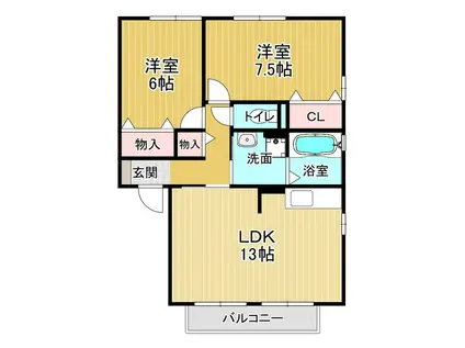 リビングタウン鳴門C棟(2LDK/1階)の間取り写真