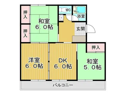 ハイツララポート(3DK/4階)の間取り写真