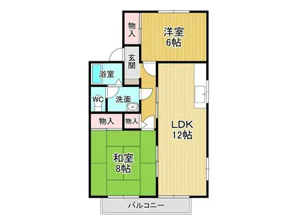 ヴィラセゾン A棟(2LDK/2階)の間取り写真