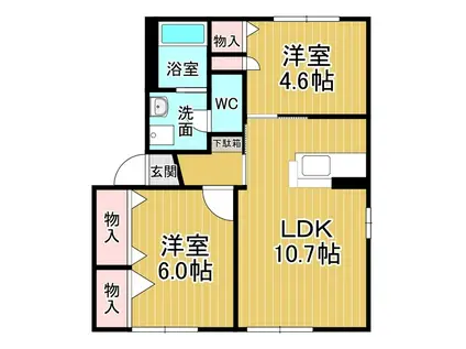 メゾン竹島1(2LDK/1階)の間取り写真