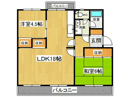 鳴門線 鳴門駅 バス乗車時間：5分 桑島北バス停で下車 徒歩4分 4階建 築50年(2LDK/4階)の間取り写真