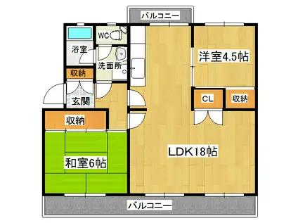 鳴門線 鳴門駅 バス乗車時間：5分 桑島北バス停で下車 徒歩4分 4階建 築50年(2LDK/3階)の間取り写真