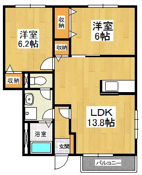 ベイスタ-C(2LDK/1階)の間取り写真