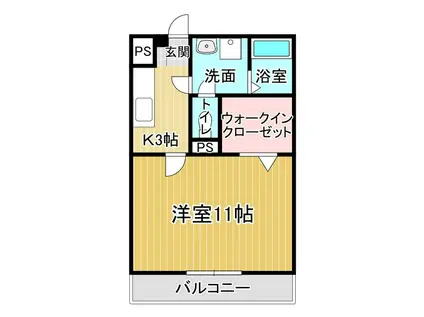 ドミール参番館1(1K/3階)の間取り写真