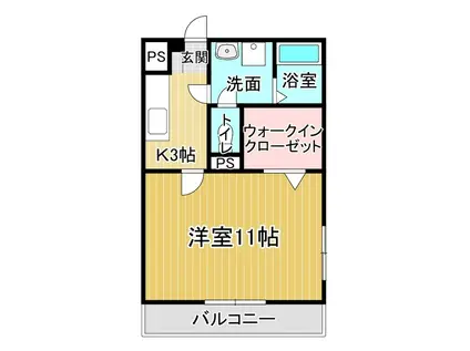ドミール参番館1(1K/3階)の間取り写真