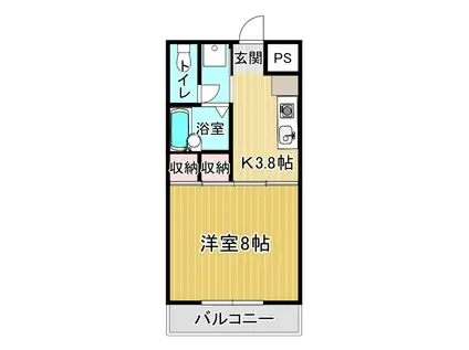 ハイツリゾナール(1K/2階)の間取り写真