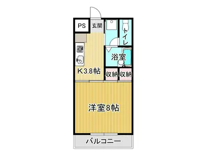 ハイツリゾナール(1K/2階)の間取り写真