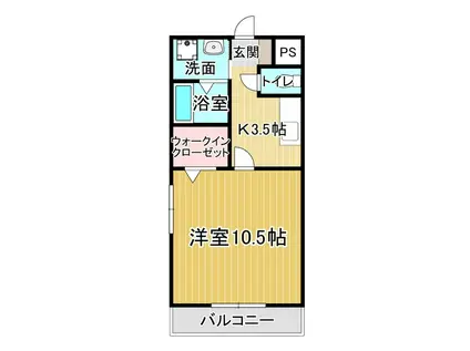 ヴィルボナール(1K/2階)の間取り写真