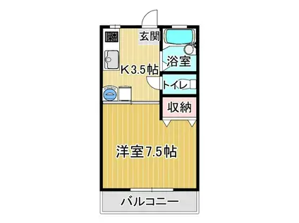 コーポローレル(1K/2階)の間取り写真
