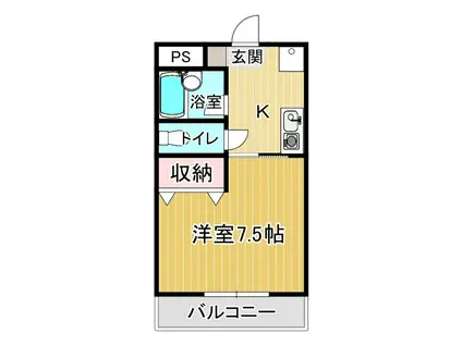 カレッジハウス北野1(1K/2階)の間取り写真