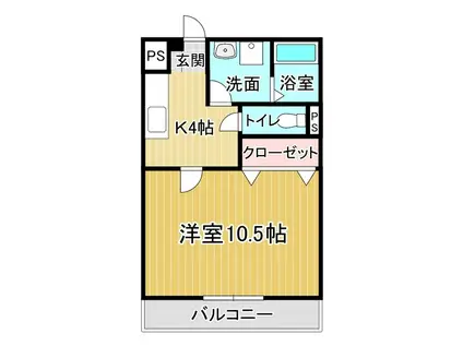 ドミール参番館2(1K/3階)の間取り写真