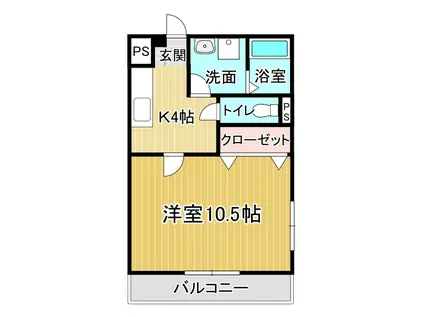 ドミール参番館2(1DK/1階)の間取り写真