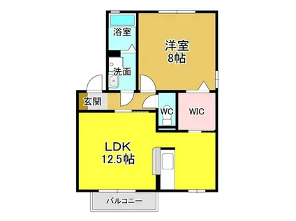 ボヌール(1LDK/2階)の間取り写真