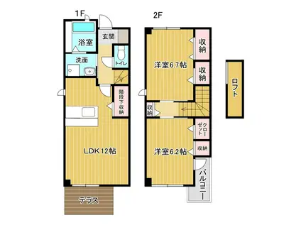 グレースコート C(2LDK/1階)の間取り写真