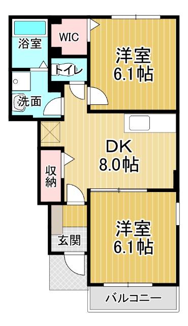 レイナ1(2DK/1階)の間取り写真