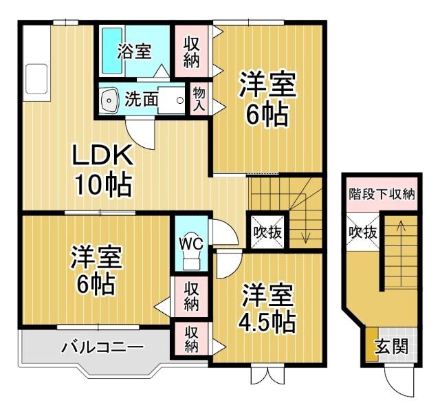 グリーンヒルTADA A(3LDK/2階)の間取り写真