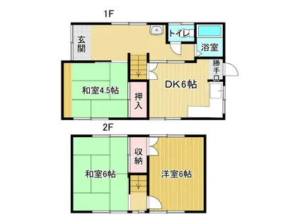 鳴門線 鳴門駅 バス乗車時間：12分 西光寺前バス停で下車 徒歩4分 2階建 築36年(3DK)の間取り写真