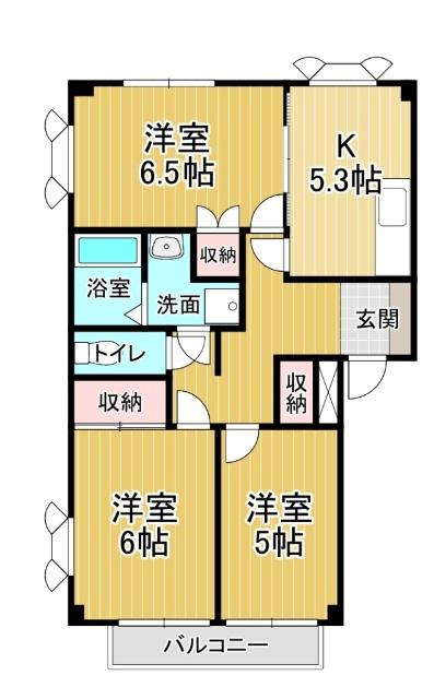 シャルマン北島 B(3DK/1階)の間取り写真