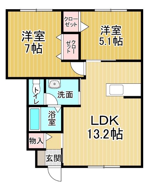 シャーメゾンディアス川内 A棟(2LDK/1階)の間取り写真