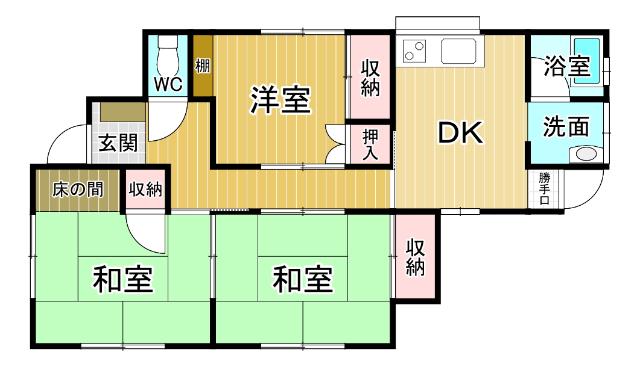 鳴門線 金比羅前駅 徒歩65分 1階建 築44年(3DK)の間取り写真