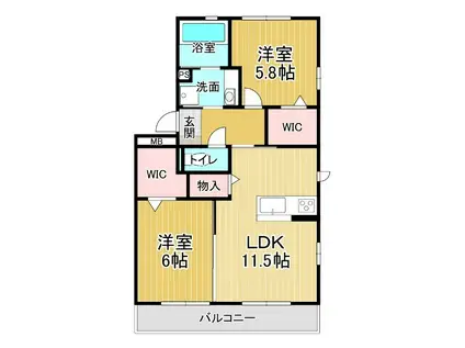 アヴニール優Ⅱ(2LDK/3階)の間取り写真