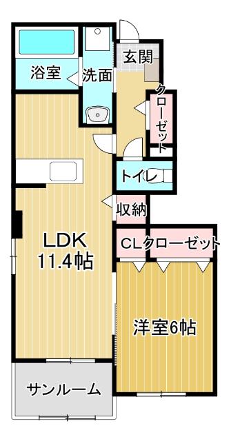 ルミエール応神Ⅱ(1LDK/1階)の間取り写真
