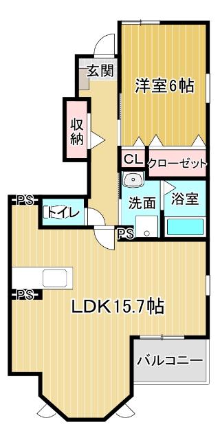 エテルノ A(1LDK/1階)の間取り写真