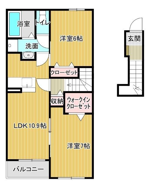 グラン・ボヌール A(2LDK/2階)の間取り写真