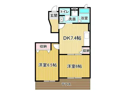 ガーデンハウスTADA A(2DK/1階)の間取り写真