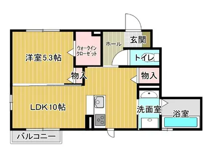 アヴニール優 A棟(1LDK/1階)の間取り写真