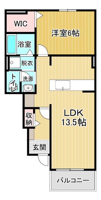 ル・ヴァンA(1LDK/1階)の間取り写真