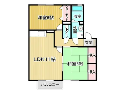 セレクト川内 A棟(2LDK/1階)の間取り写真