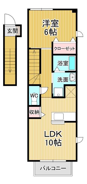 メゾン・コモド A(1LDK/2階)の間取り写真